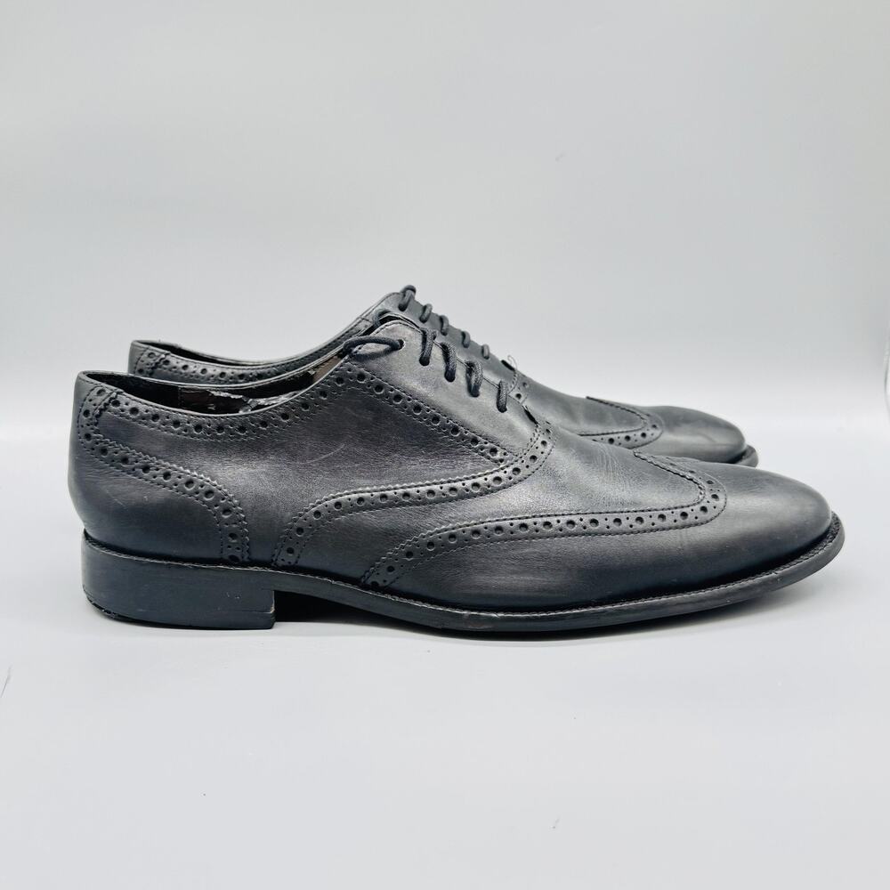 Cole Haan Shoes Mens 11.5 Black Leather Wingtip Oxford Dress Brogue Classic